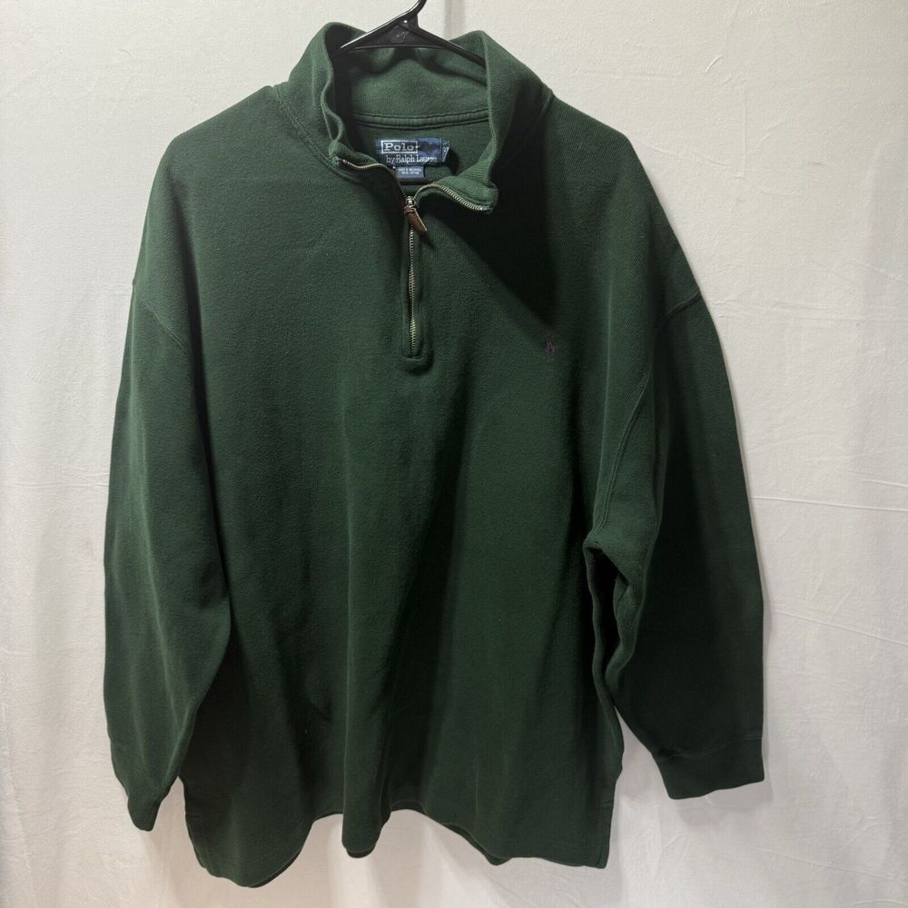 Polo Ralph Lauren 1/4 Zip Pullover MENS 2XB Big Green Sweater Long Sleeve Purple